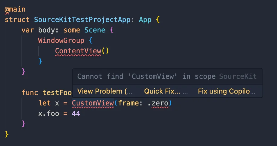Red sea of errors with misconfigured SourceKit